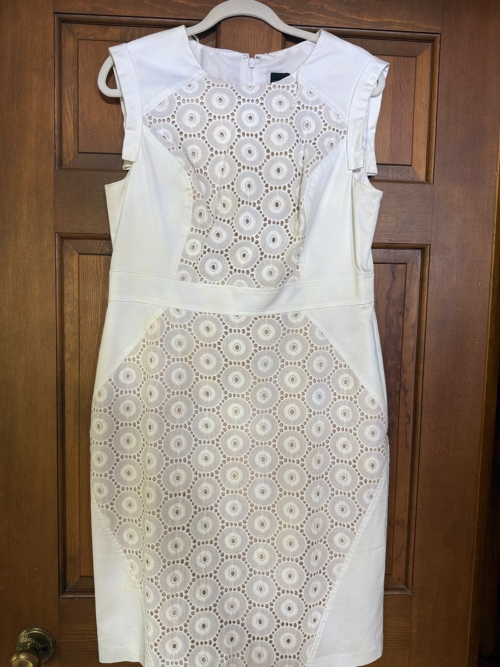 Saks Fifth Avenue White Eyelet Panel Midi Dress